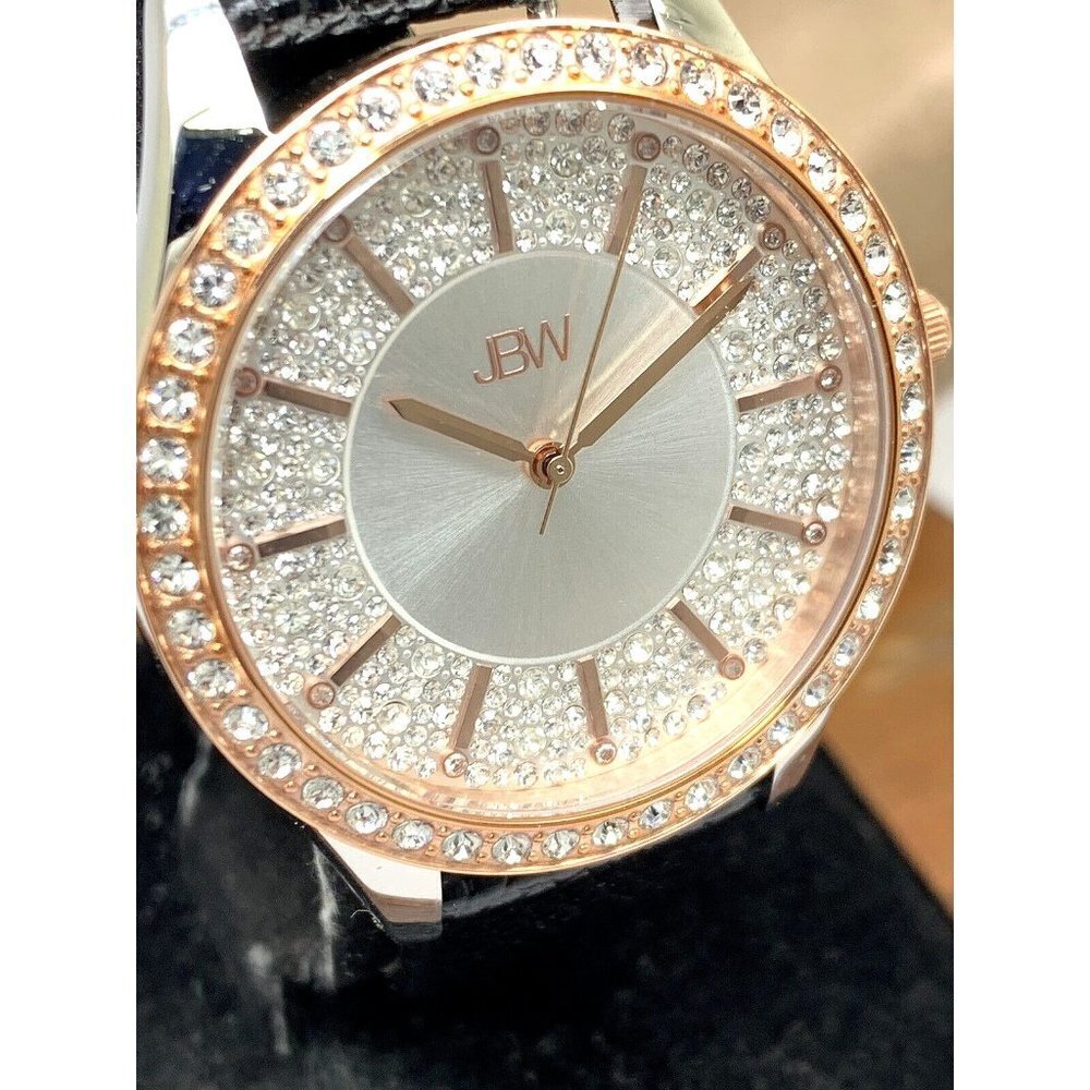 JBW Womens Watch J6367-10C Quartz 10 Year Anniversary Crystals Pave Leat…